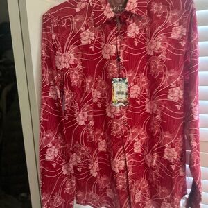 Robert Graham Red and White Floral Men's Shirt. Premium shirt
